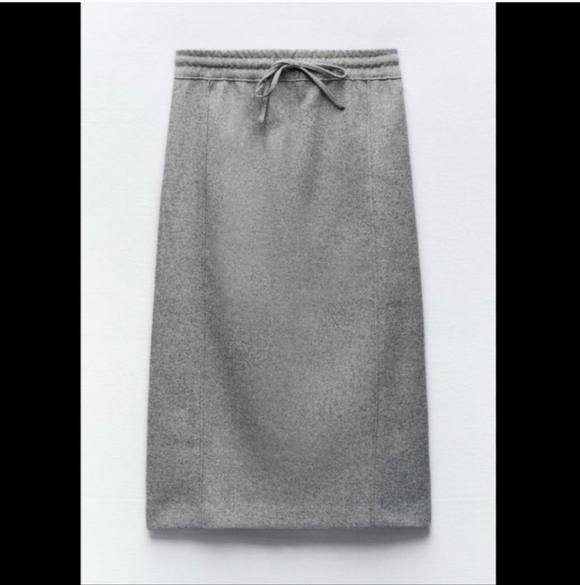 NWT ZARA Womens Felt Grey Tie Waist Skirt Size XS - Picture 5 of 5